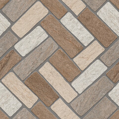 Obraz premium Modern seamless geometric pattern with natural textures: marble, wood, stone, cement, terrazzo. Ideal for interior design, wallpaper, packaging, textiles, tiles, and parquet flooring. 