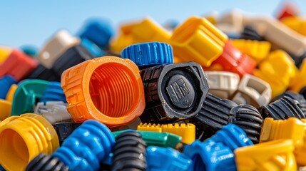 Colorful Plastic Caps and Connectors Close Up