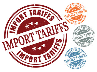 Customs Duty Stamp Set, Import Tariff Grunge Label Vector Collection  