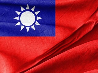 Waving Taiwanese Flag in Gentle Breeze