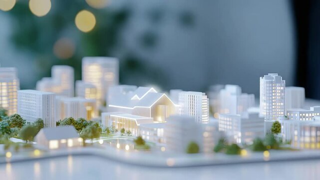Miniature cityscape captures the essence of urban design. Architectural detail is artfully presented, creating a captivating scene of innovative urban planning. 