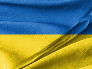 Waving Ukrainian Flag in the Gentle Breeze