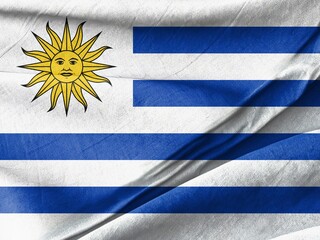 Uruguayan National Flag Waving Proudly
