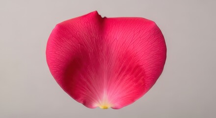 A single, vibrant pink rose petal displayed against a soft, neutral background, showcasing its delicate texture and color gradient.