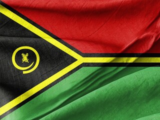 Waving Vanuatu Flag in Gentle Breeze