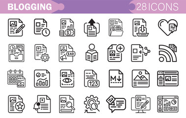 Blogging Icons Collection Content Creation, Articles, SEO, Social Media, Publishing, Writing, Marketing, Blog Post, Editing, Analytics