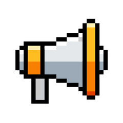 Megaphone Pixel Art Icon in Retro Style

