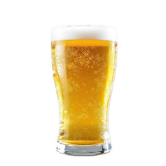 Refreshing Pint: A crystal-clear pint glass showcases golden beer, crowned with a fluffy white head of foam, creating a visually enticing and refreshing beverage presentation.
