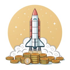 Pixel Art Rocket Launch Business Startup Success  Innovation