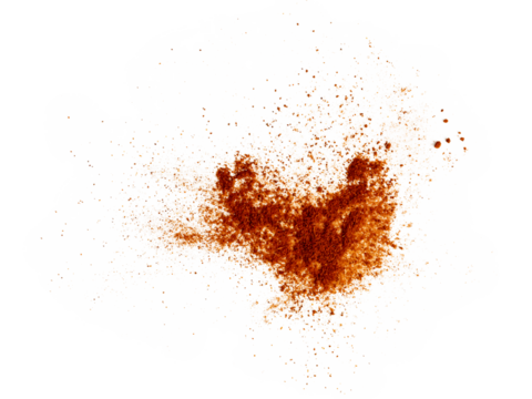The Photograph of paprika powder scattered on white background