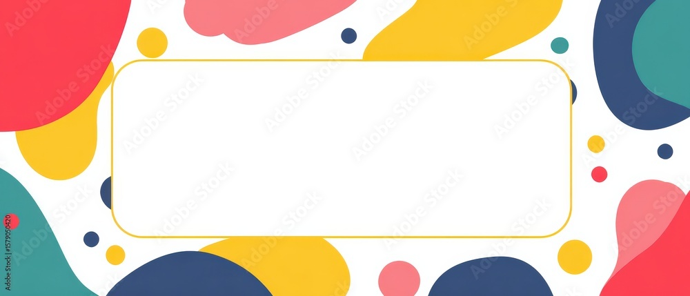 Poster colorful abstract background with fluid shapes and white frame for text modern design with vibrant c