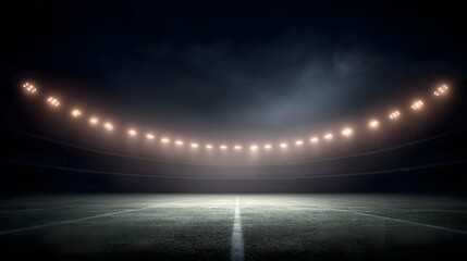 American football field with illuminated stadium