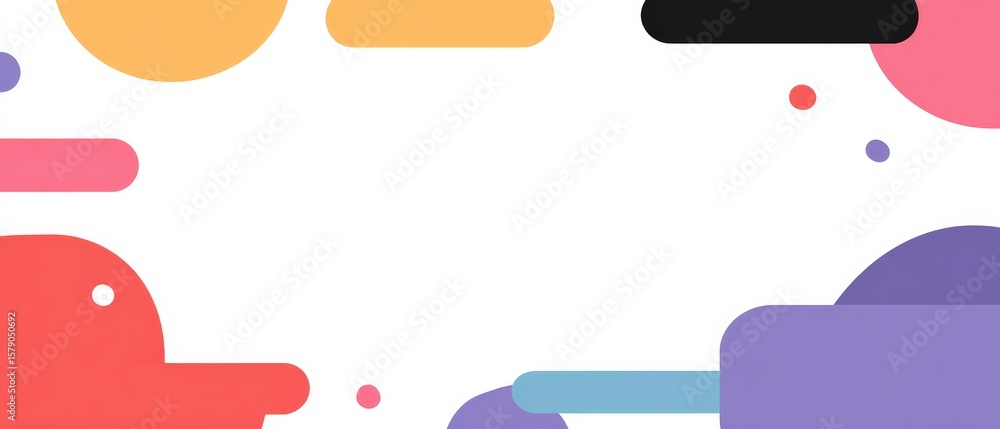 Poster playful geometric background with colorful shapes and white space abstract design with rounded eleme