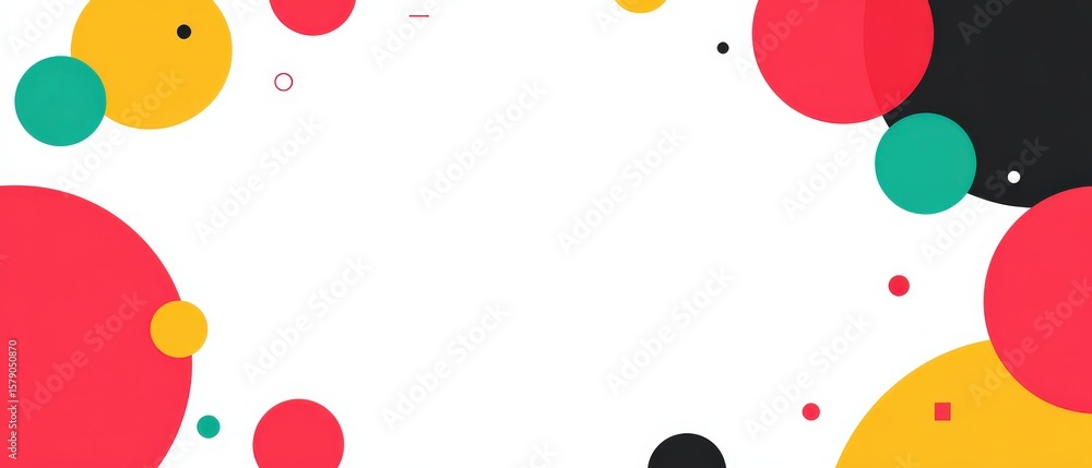 Poster modern abstract background with colorful circles and geometric shapes on white concept of graphic de