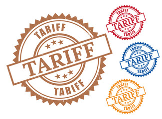 Grunge Rubber Customs Stamp Set, Import Tariff and Tax Vector Labels  