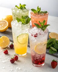 Refreshing Summer Drinks Lemonade Raspberry Kiwi  Lime