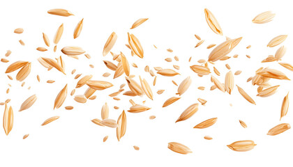 Obraz premium Grains of rice flying through the air, isolated on a white background. Collection Set