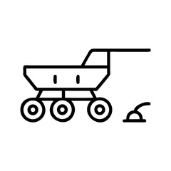 Seeder machine designed for agricultural use with wheels and lever  