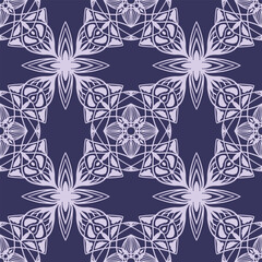 Lace seamless pattern. Retro floral and geometric ornament, tribal ethnic decor. Hand drawn vector illustration. Pattern for fabric and textile.