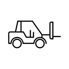 Naklejka premium Telescopic handler vehicle with fork lift attachment in outline style 