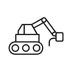 Naklejka premium Excavator machinery with articulated arm in minimal line art style 