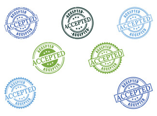 Diverse Accepted Grunge Rubber Stamp Collection, Approval Vector Set