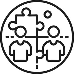 Collaboration puzzle line and solid icon. Round team cooperation, logical game piece symbol, outline style pictogram on white background. Teamwork sign for mobile concept, web design. Vector graphics.