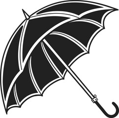 Fototapeta premium Black open umbrella vector illustration for rain protection, an isolated weather accessory