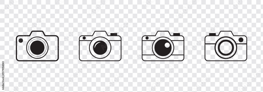 Poster camera icon set camera photo snapshot capture photograph shutter flash digital app modern minimalist