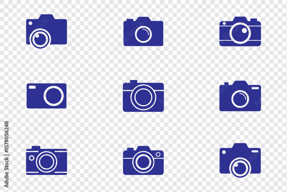Poster camera icon set camera photo snapshot capture photograph shutter flash digital app modern minimalist