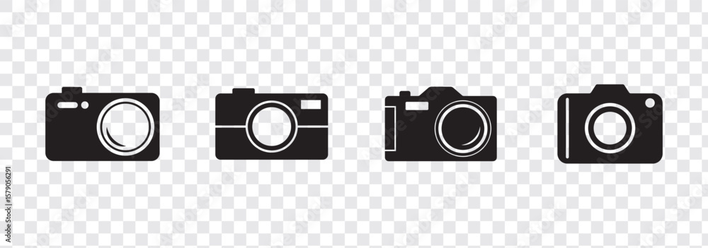 Poster camera icon set camera photo snapshot capture photograph shutter flash digital app modern minimalist
