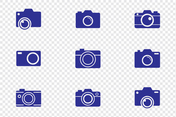 Camera icon set camera photo snapshot capture photograph shutter flash digital app modern minimalist symbol outline vector graphic icon flat style.
