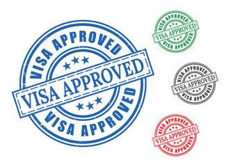 Visa Authorization Stamp Bundle, Grunge Rubber Travel Document Labels  