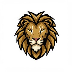Obraz premium Lion Head Vector Emblem with Strong Expression