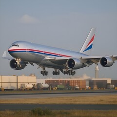 Airplane parked at airport terminal ready for flight