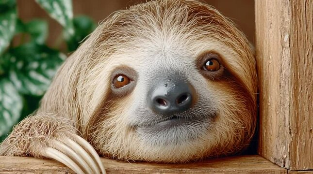 Cute sloth relaxing in a natural setting.