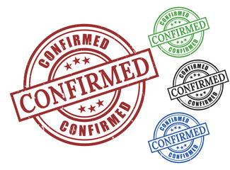 Confirmed Grunge Rubber Stamp Collection, Official Confirmation Vector Set  