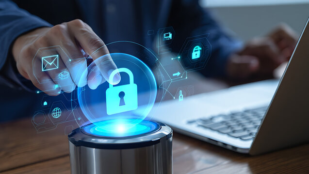 Cybersecurity Protection with a Digital Padlock Concept of Business Security