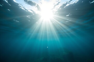 Sunlit Seabed Brilliant Blue Underwater Background ai generated
