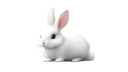 Fototapeta premium Title: Adorable White Rabbit Sitting Calmly on Clean White Background with Fluffy Fur and Upright Ears in Studio Lighting