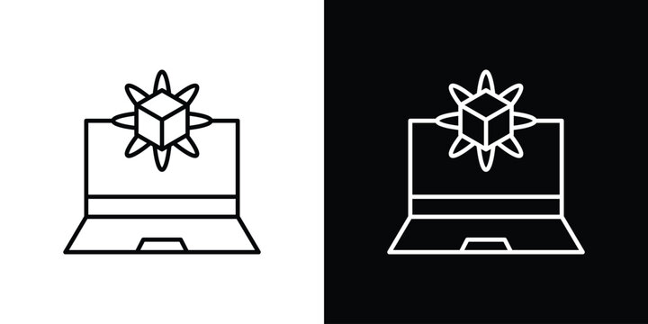Computer simulation icon. thin line for web and mobile, modern minimalistic style