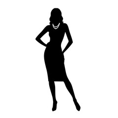 Fototapeta premium Elegant Silhouette: A timeless and poised silhouette of a woman, exuding sophistication. Embodying grace and refinement, the classic design highlights a slender figure with graceful posture.
