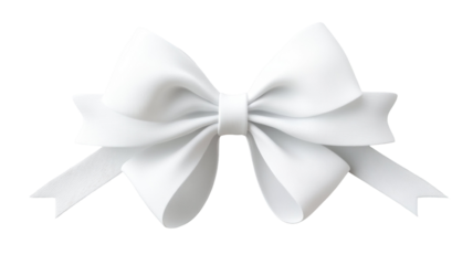 Title: Elegant White Ribbon Bow 3D Render Icon Isolated on Smooth Clean White Background for Decorative Design and Gift Presentation