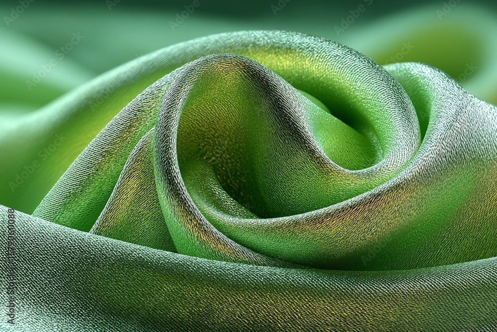 Fototapete shimmering green fabric folds creating a dynamic abstract pattern. vivid green #67a627 #56a524