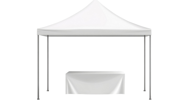 Title: Minimalist White Showcase Display Tent with Table Isolated on Clean White Background