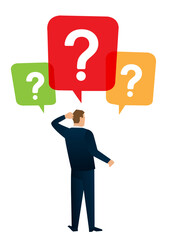 Businessman and question mark vector illustration