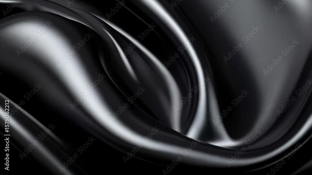Poster abstract design of rippling black silk fabric with soft highlights and shadows creates elegant and l