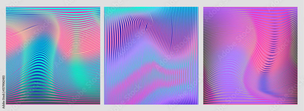 Aufkleber abstract vector background in modern optical art style with wavy, curved black lines over vibrant pi