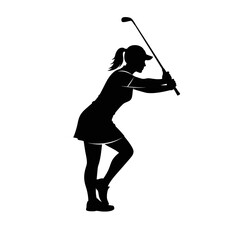 Golfing Silhouette: A minimalist, high-contrast image showcases a female golfer in the midst of her swing, highlighting the grace and precision of the sport.