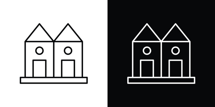 Terraced Houses icon. thin line for web and mobile, modern minimalistic style